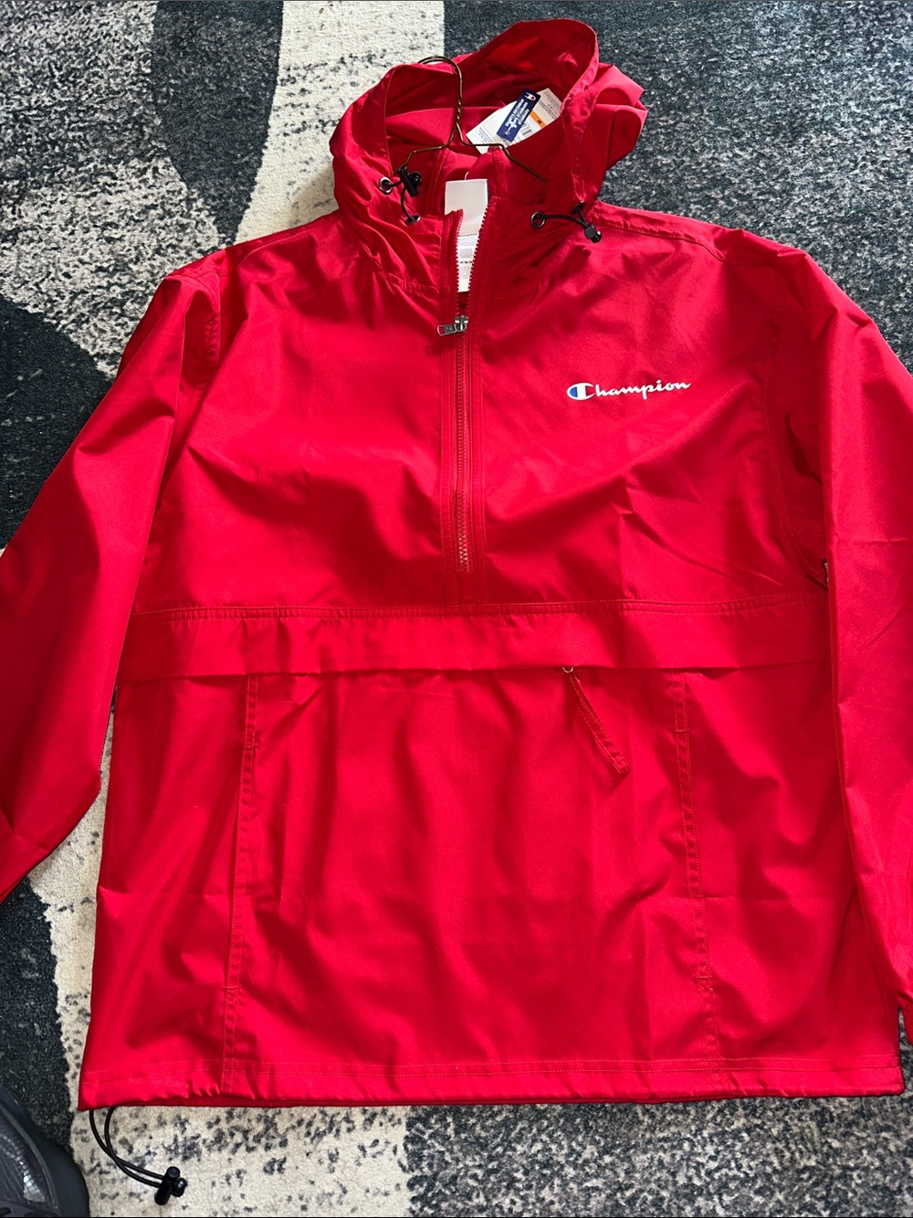 Champion Red Men ' Hooded Pullover Rain Jacket